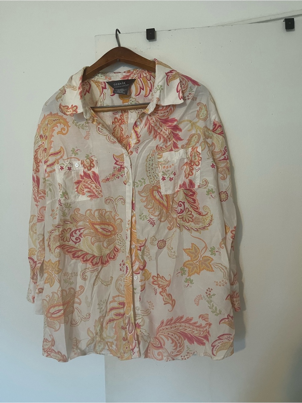 George Ivory Floral-Print Button Front Blouse